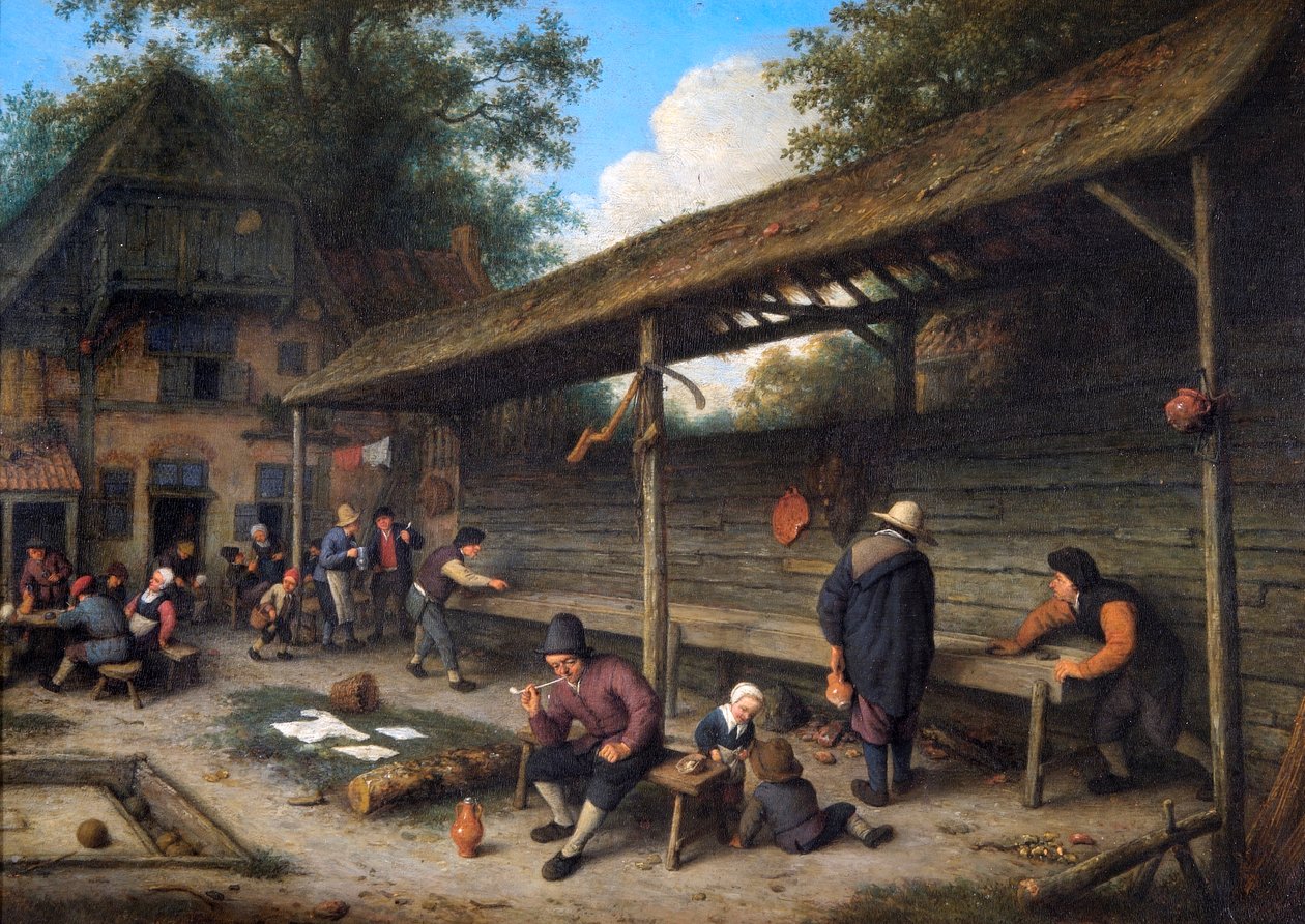 Cortile di una locanda con una partita di shuffleboard da Adriaen Jansz. van Ostade