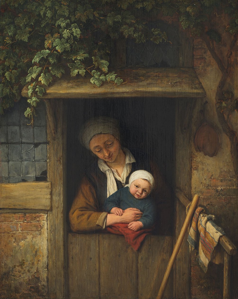 Madre con bambino alla porta da Adriaen Jansz. van Ostade