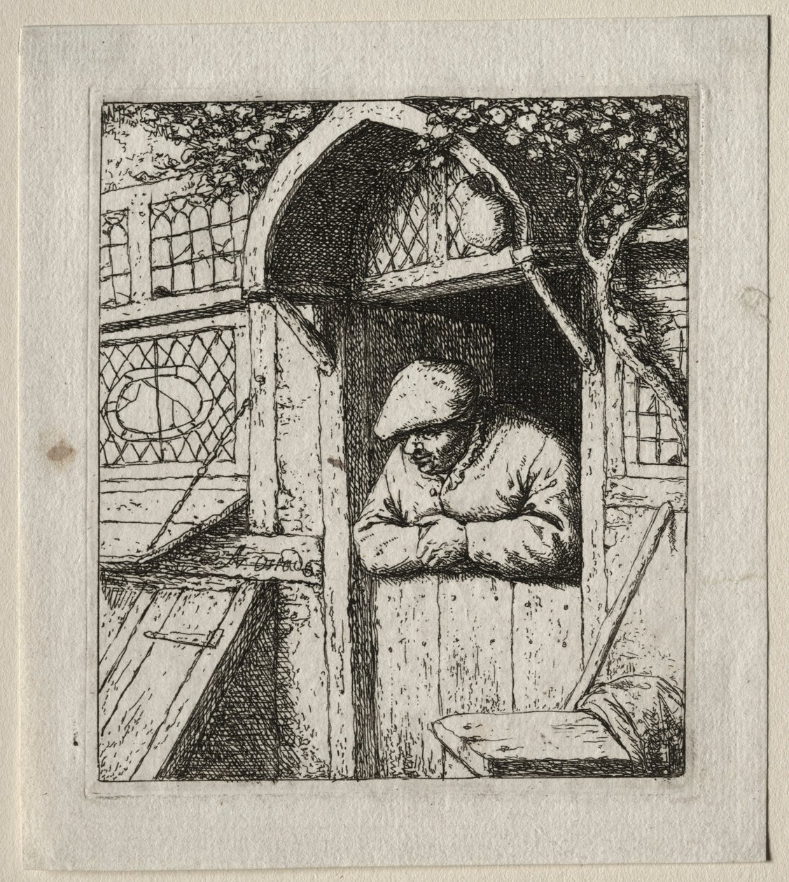 Contadino appoggiato alla sua porta da Adriaen Jansz. van Ostade