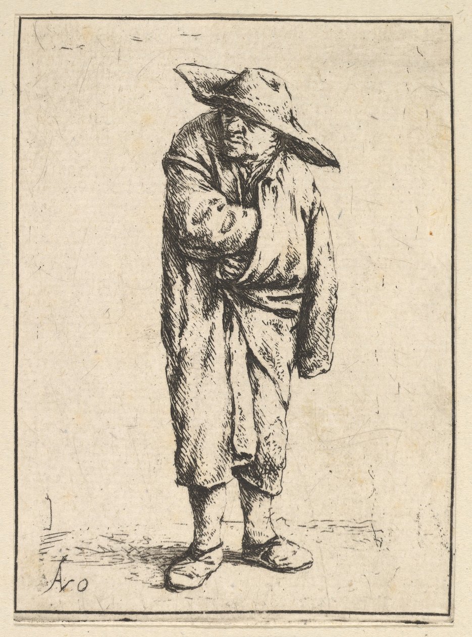 Contadino avvolto nel suo mantello da Adriaen Jansz. van Ostade