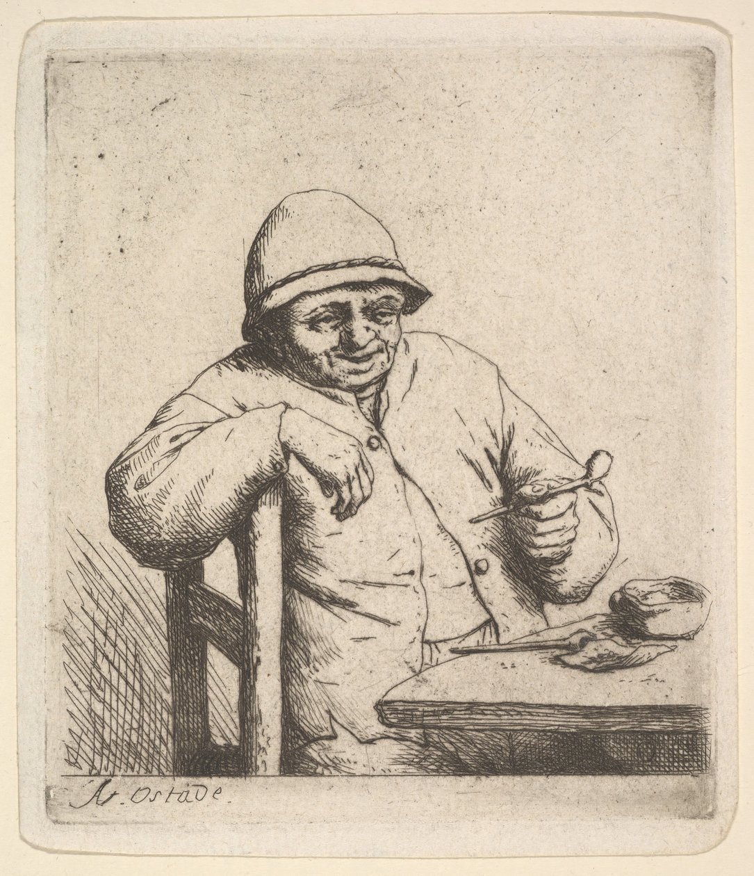 Contadino con una pipa, 1640-80 da Adriaen Jansz. van Ostade