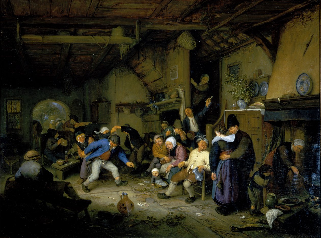 Contadini che ballano in una taverna da Adriaen Jansz. van Ostade