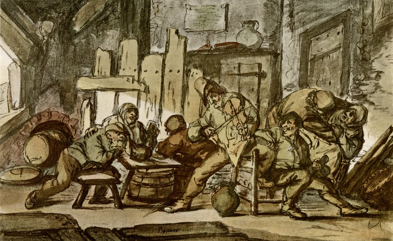 Il musicista contadino in una taverna del villaggio da Adriaen Jansz. van Ostade