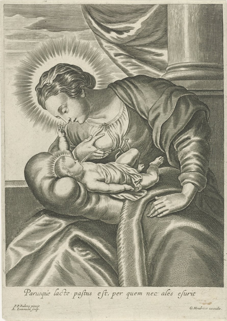 Maria nutre il Bambino Gesù da Adriaen Lommelin (attributed to workshop of)