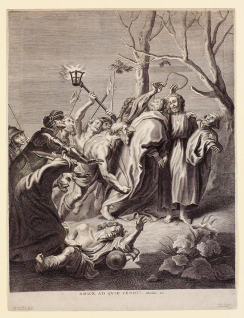 Immagine dalla vita di Gesù. Amice, as quid venisti da Adriaen Lommelin