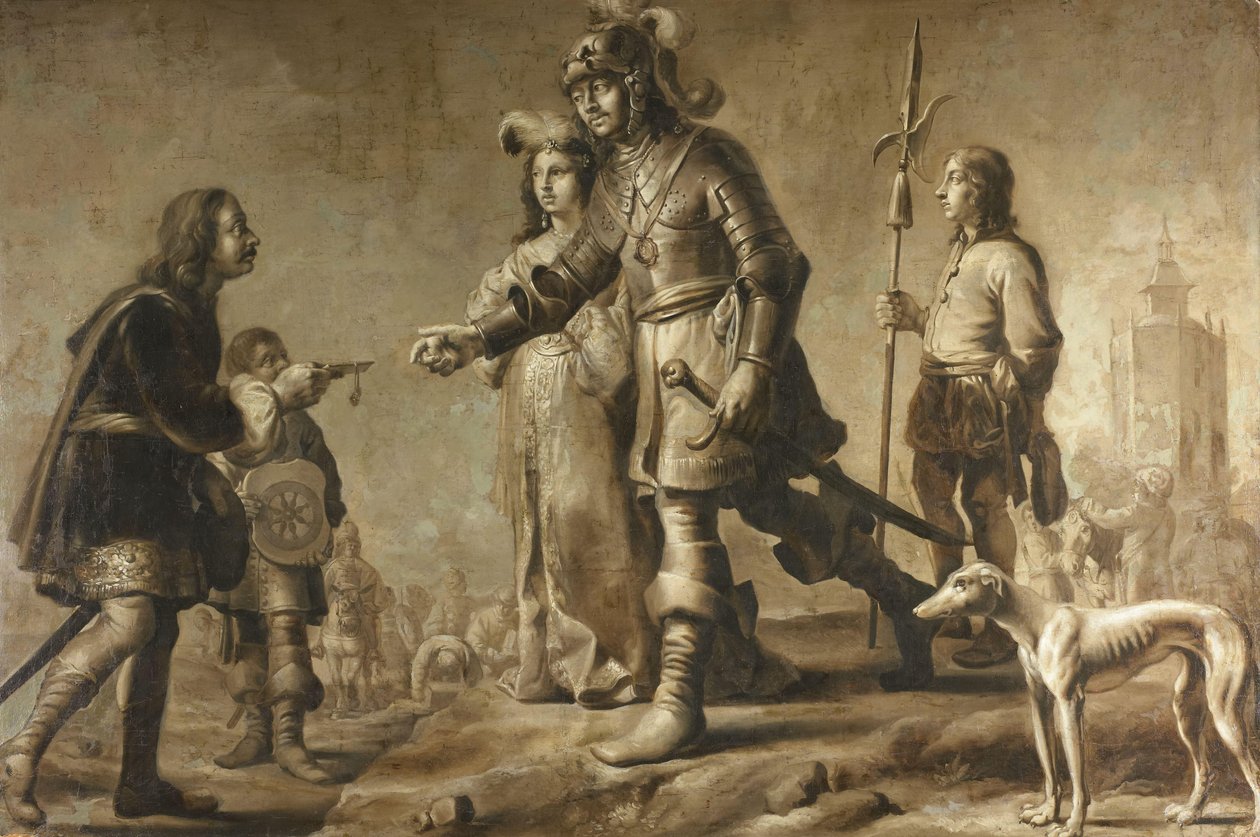 Boudewijn van Heusden (?-870) e sua moglie Sofia ricevono omaggio dal legato del re Edmondo, c. 1626 da Adriaen Pietersz van de Venne (manner of)
