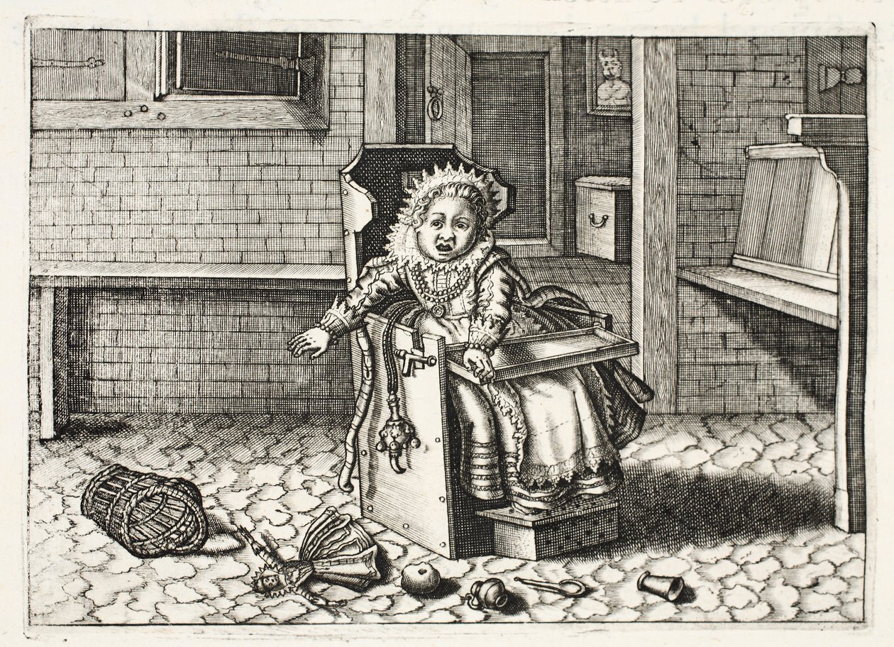 Bambino che piange per i suoi giocattoli, illustrazione da 