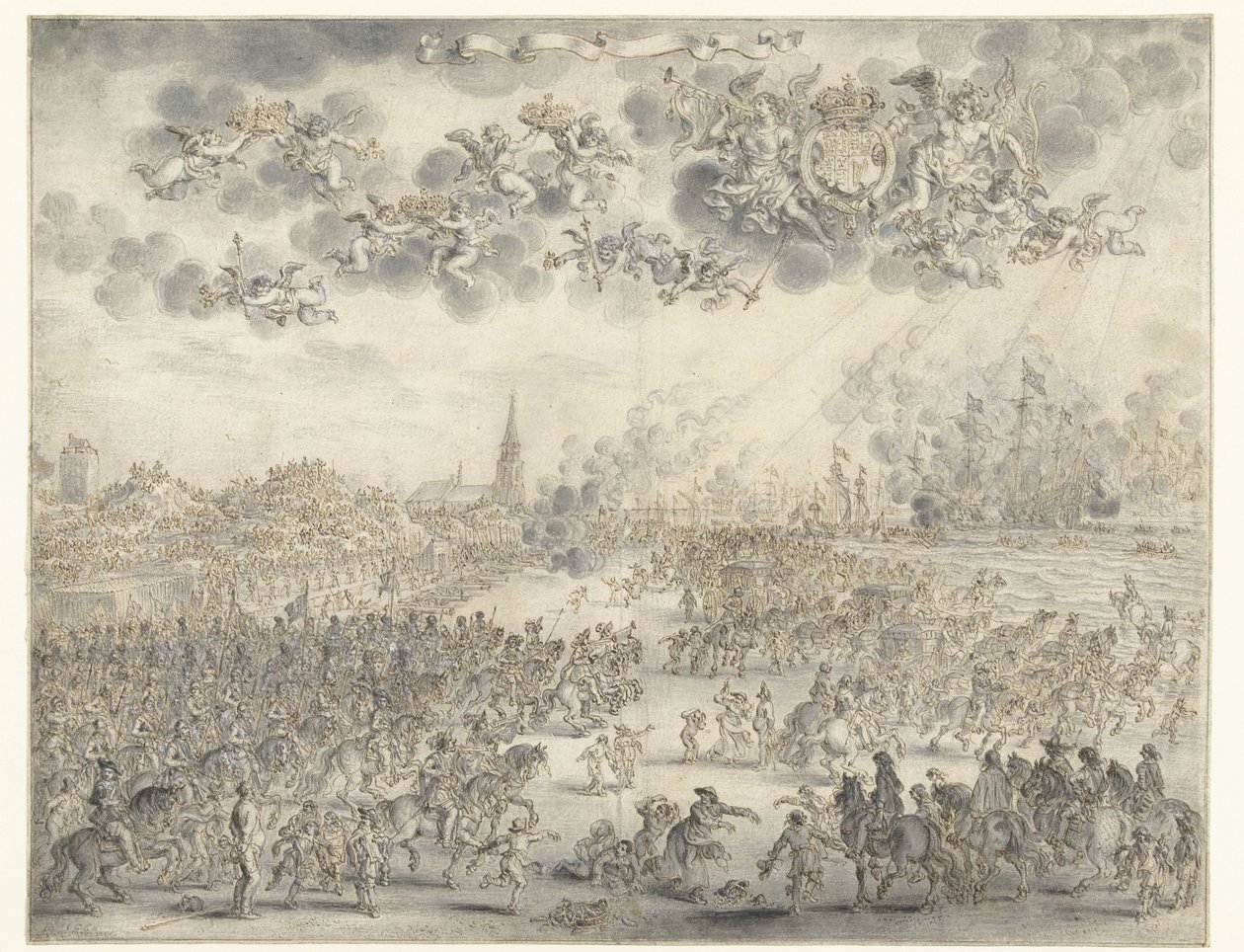 Partenza di Carlo II da Scheveningen da Adriaen Pietersz van de Venne