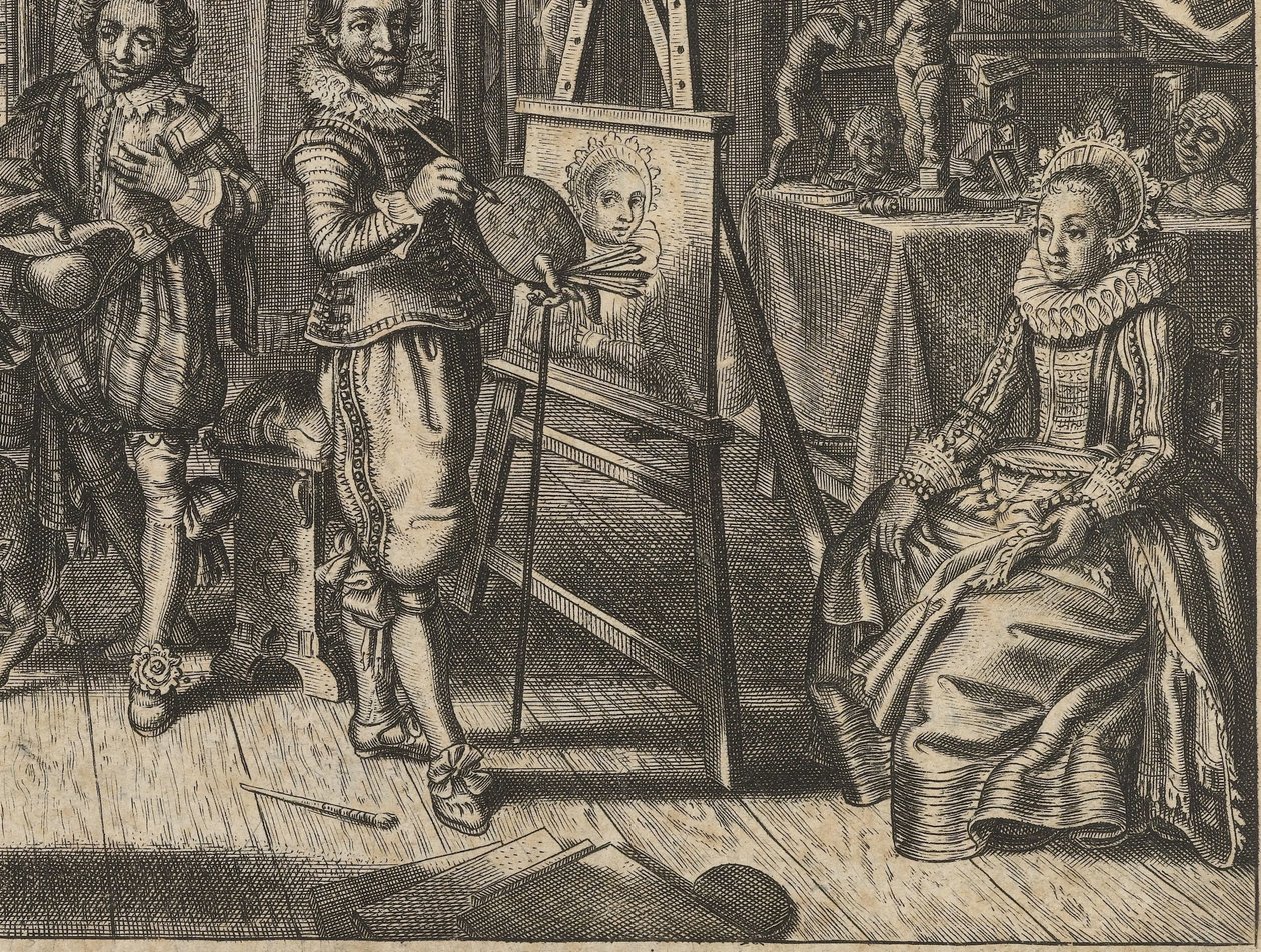 Pittore e modella nello studio da Adriaen Pietersz van de Venne