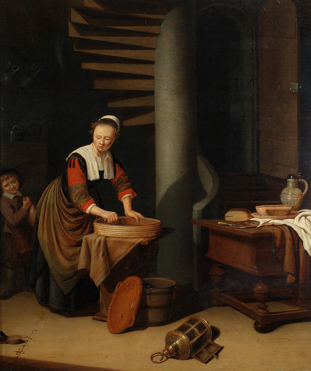 Una sguattera che stira da Adriaen van Gaesbeeck