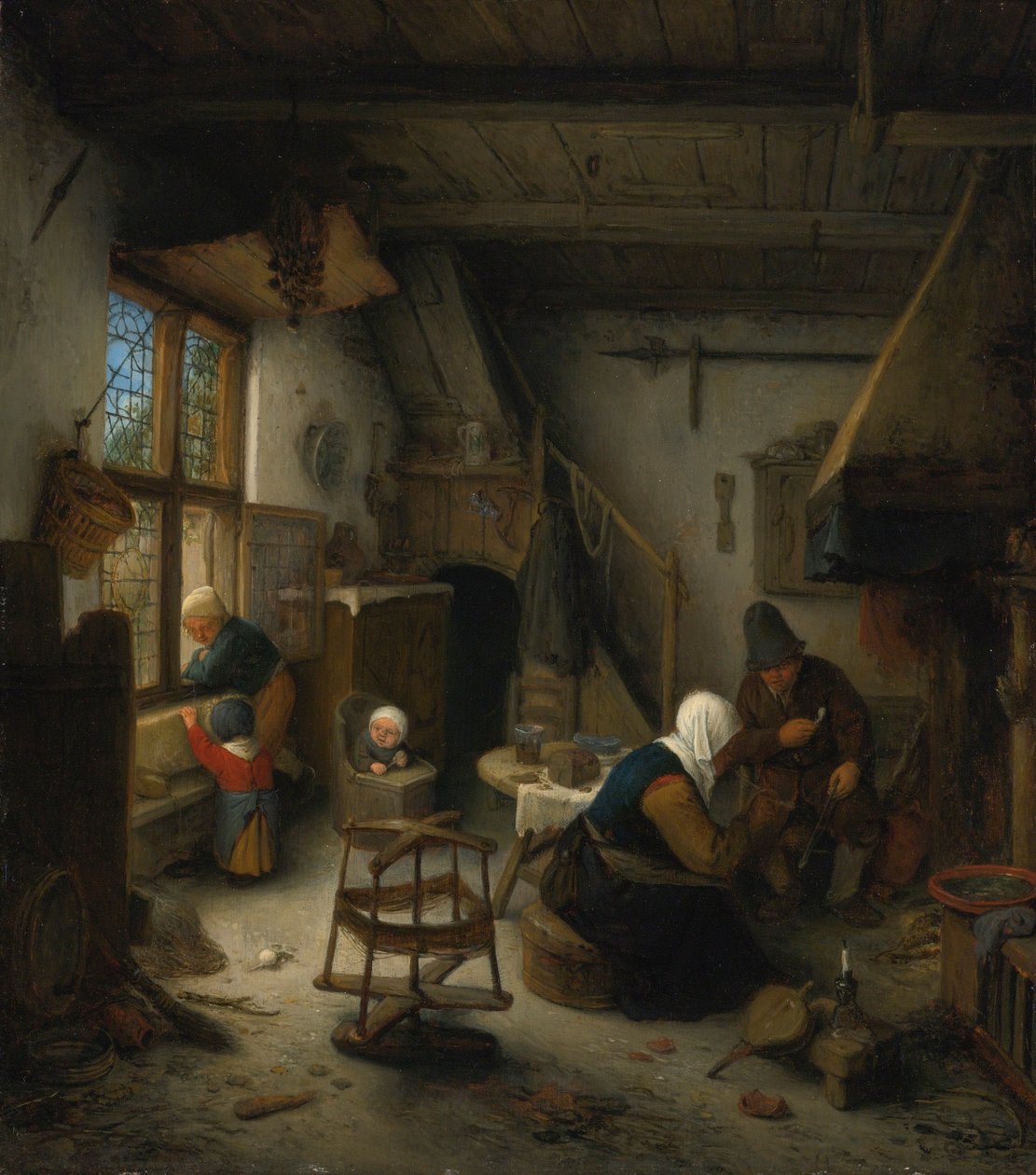 Una famiglia di contadini in un cottage dopo un pasto da Adriaen van Ostade