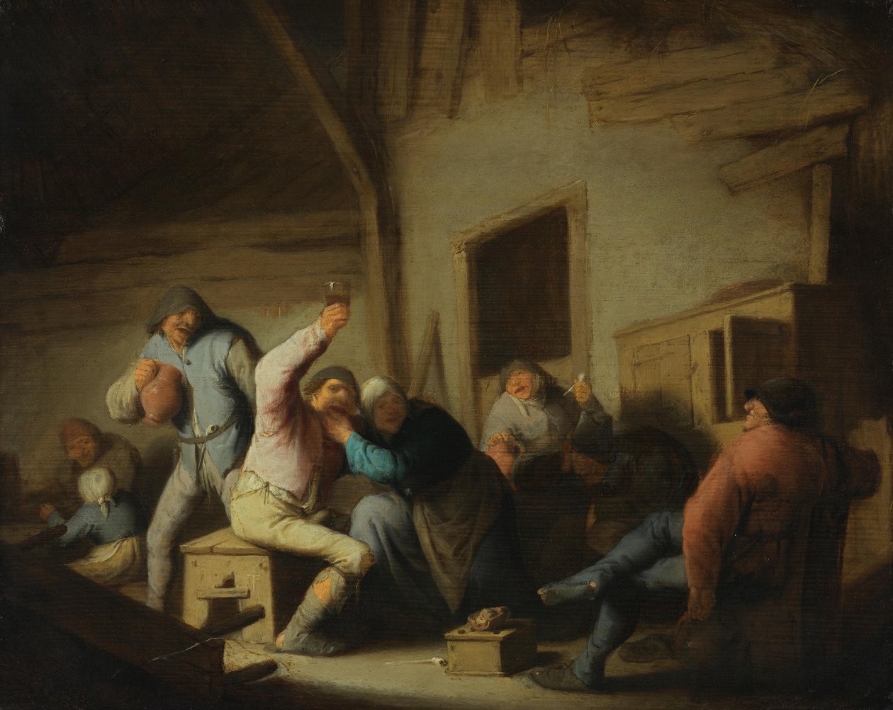 Contadini festanti in una taverna da Adriaen van Ostade