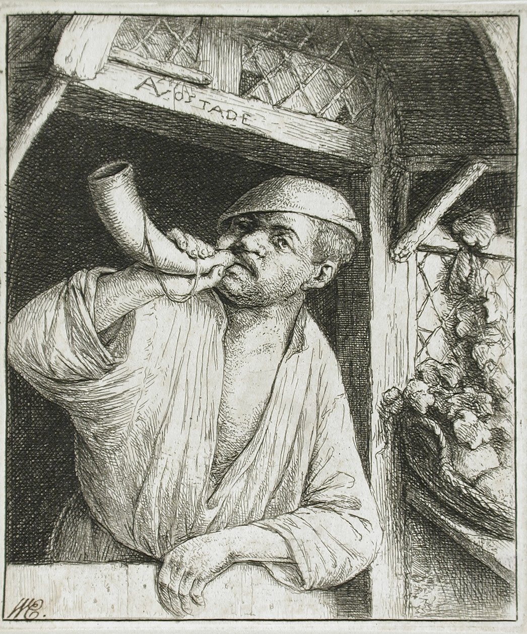 Fornaio che suona il corno da Adriaen van Ostade
