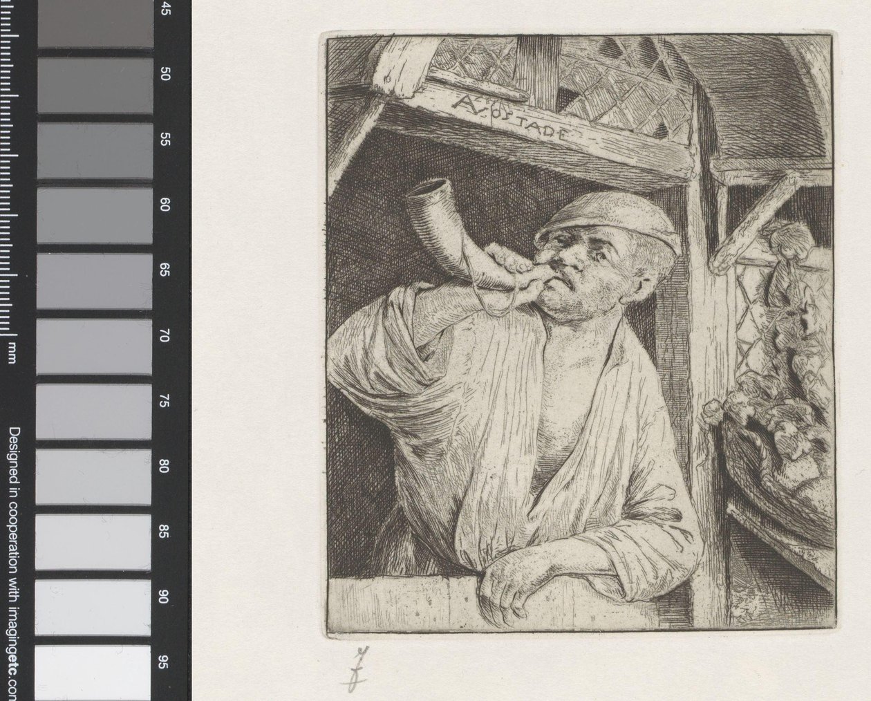 Fornaio che soffia in un corno da Adriaen van Ostade