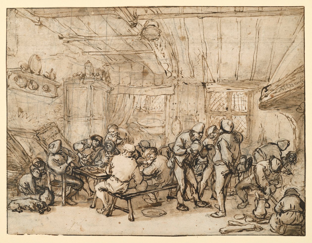 Contadini nella sala da pranzo della locanda da Adriaen van Ostade