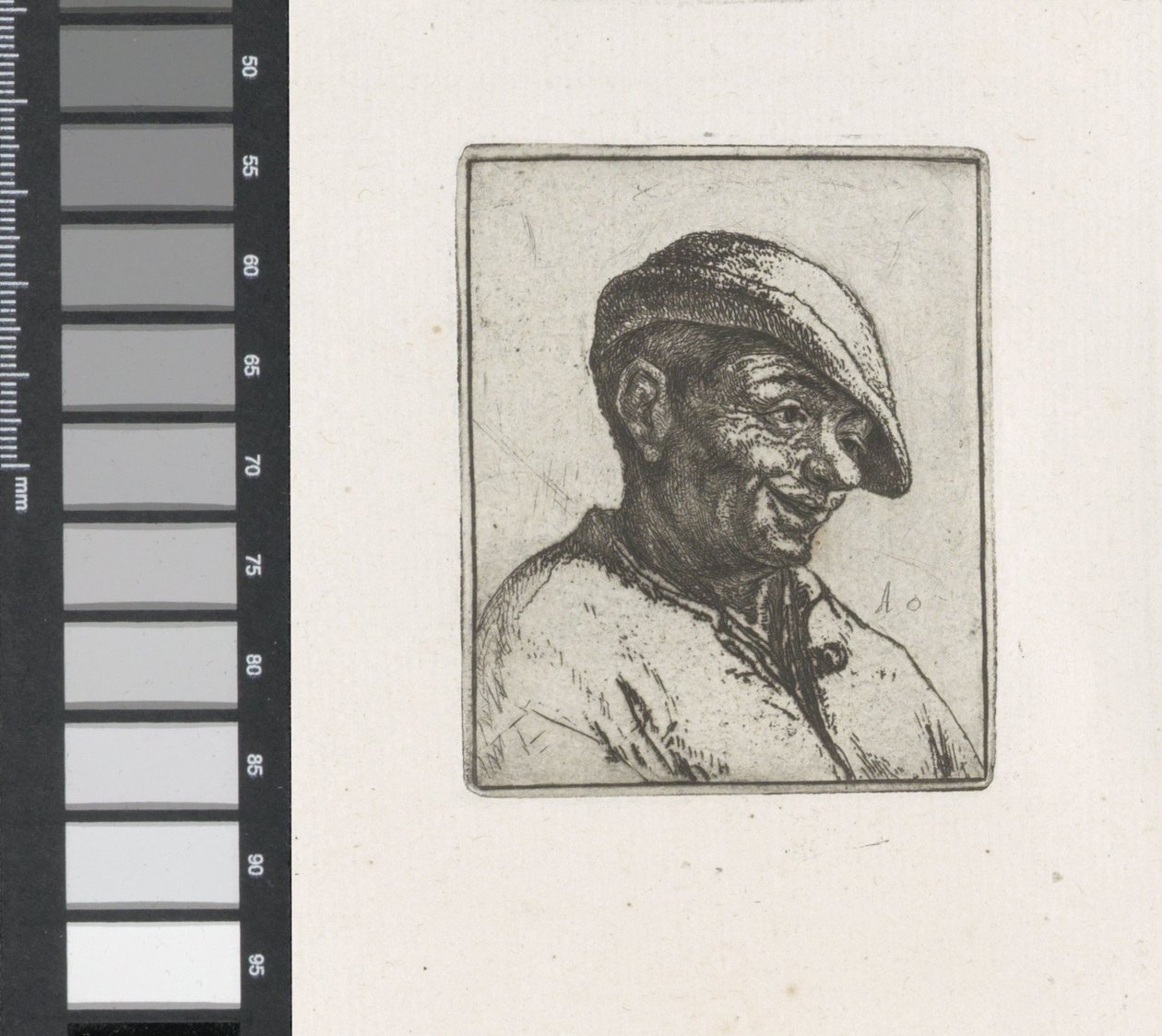 Busto di un contadino che ride da Adriaen van Ostade