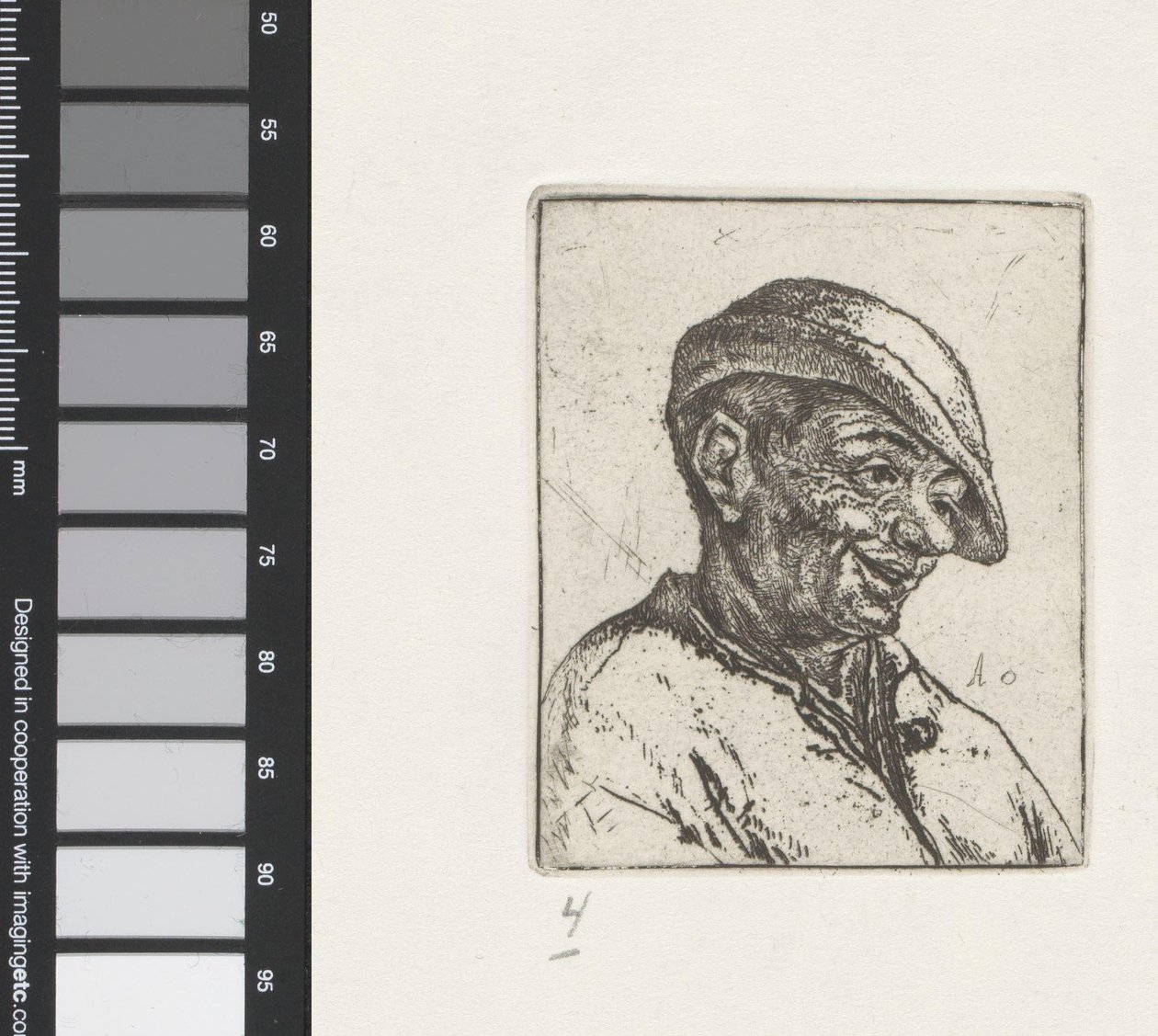 Busto di un contadino che ride da Adriaen van Ostade
