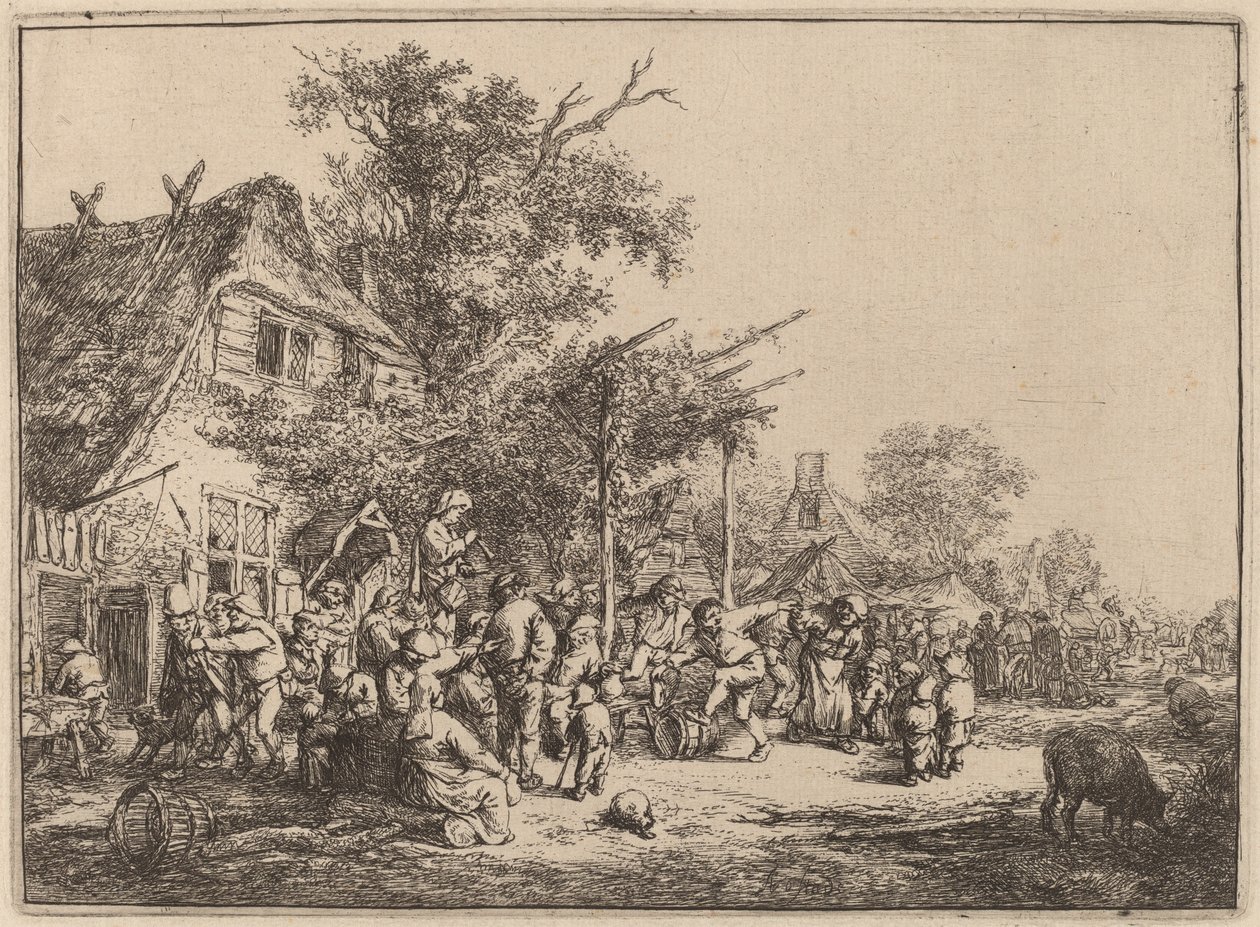 Danza sotto il pergolato da Adriaen van Ostade