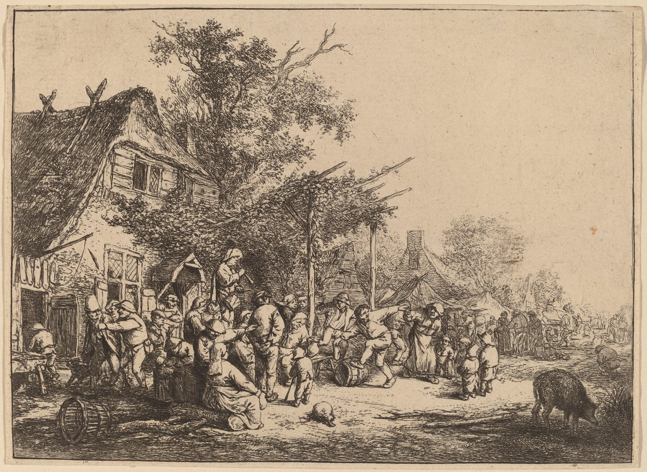 Danza sotto il pergolato da Adriaen van Ostade