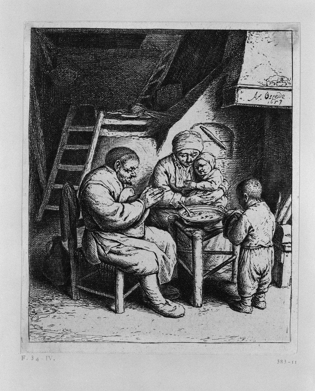 La preghiera prima del pasto da Adriaen van Ostade