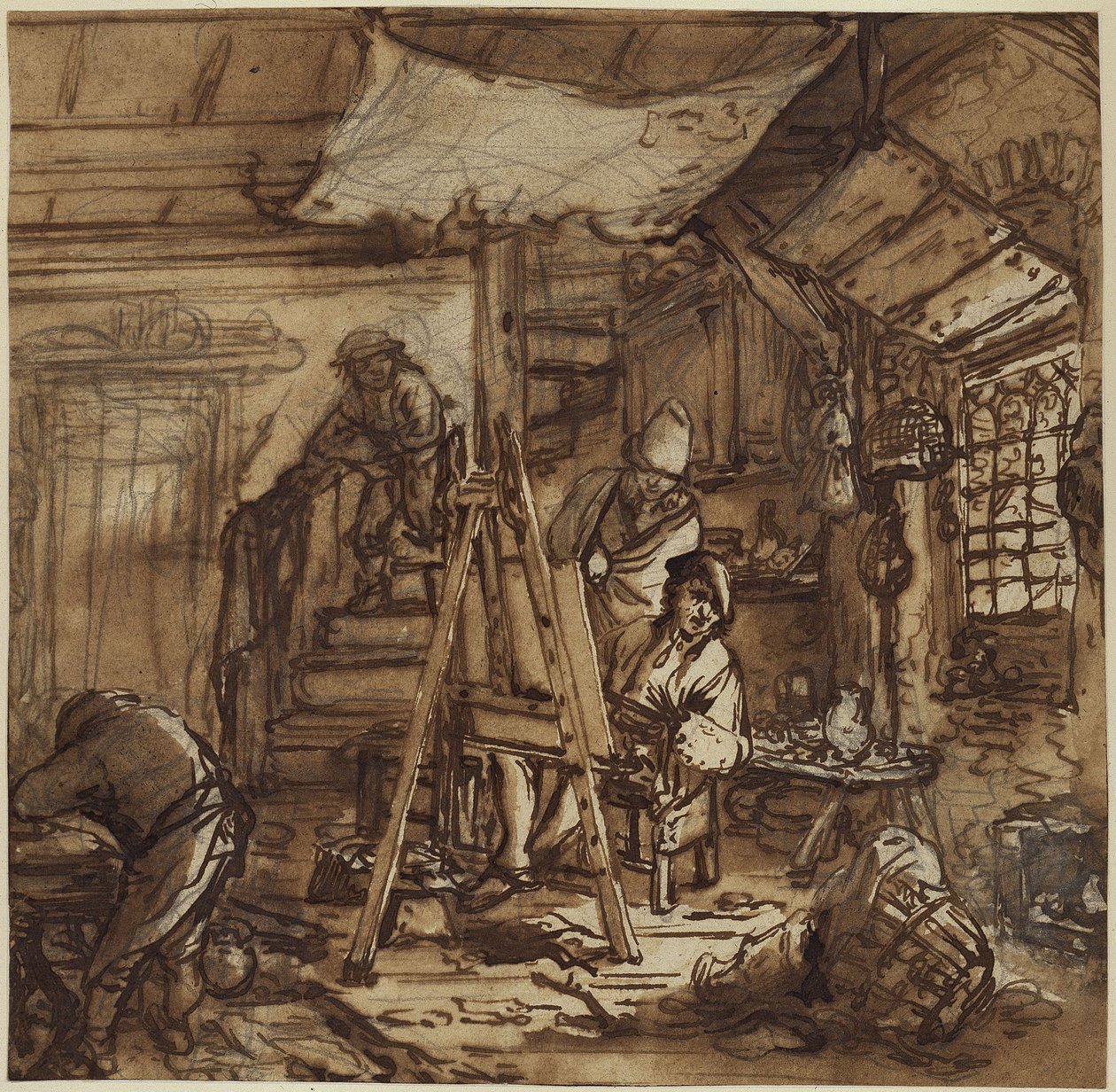 Il pittore nel suo studio da Adriaen van Ostade