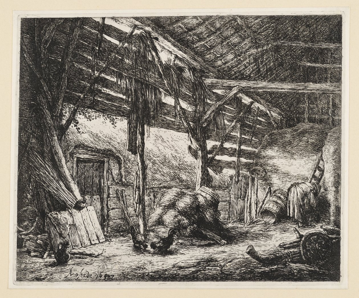 Il fienile da Adriaen van Ostade