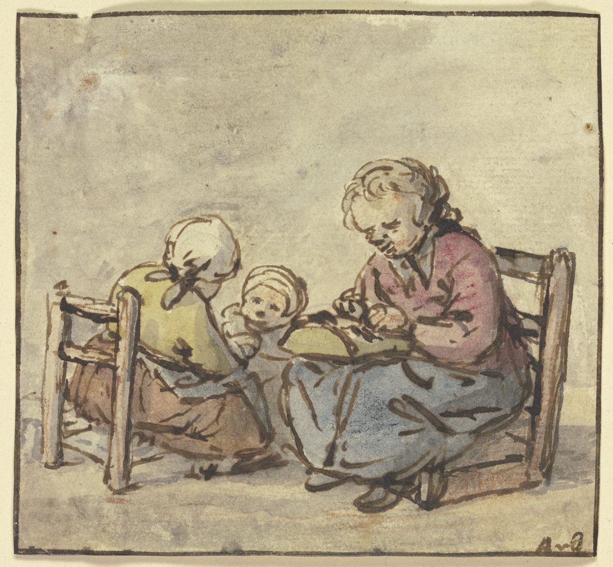 Tre ragazze, la maggiore al tombolo da Adriaen van Ostade