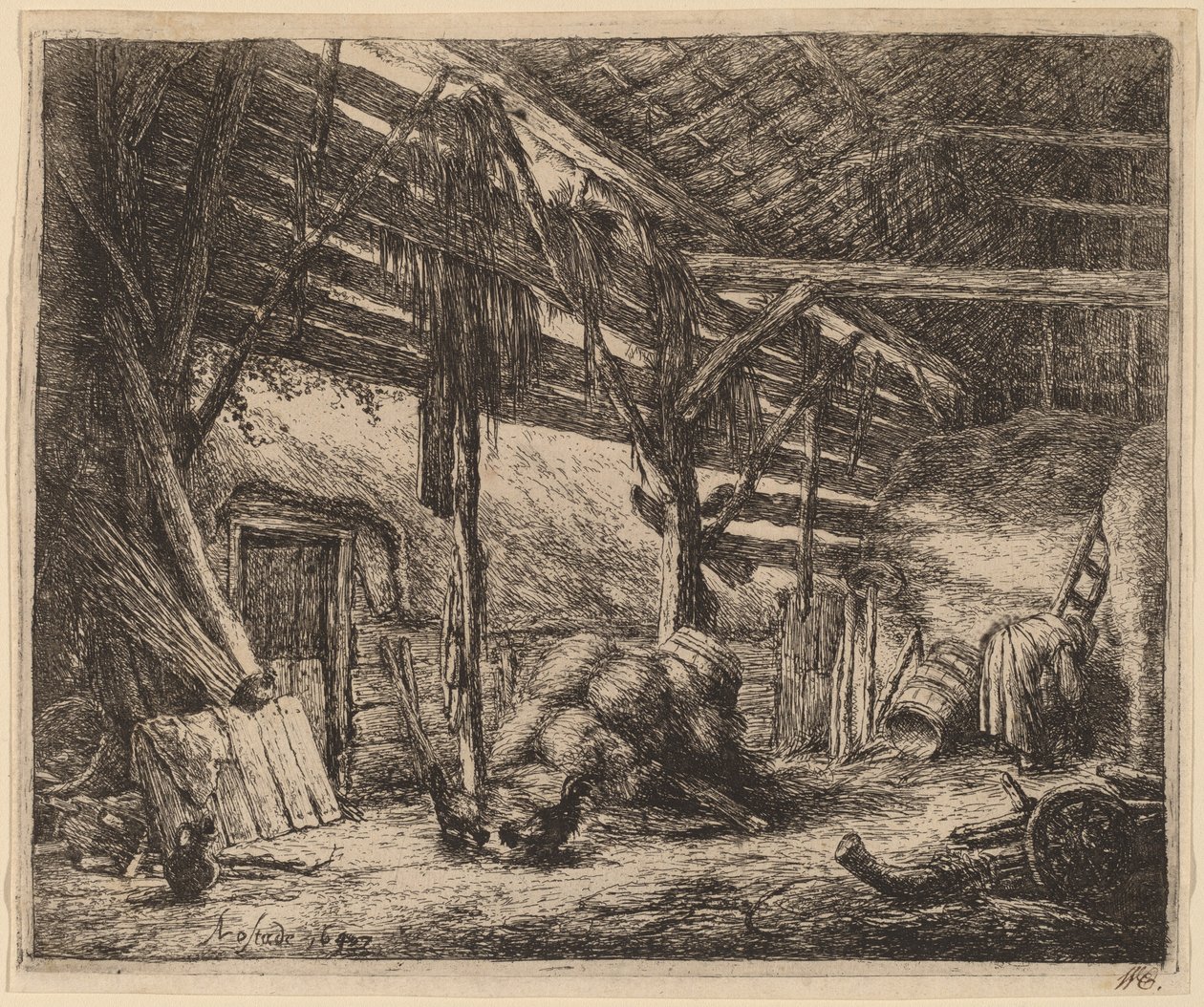 Interno di un fienile da Adriaen van Ostade