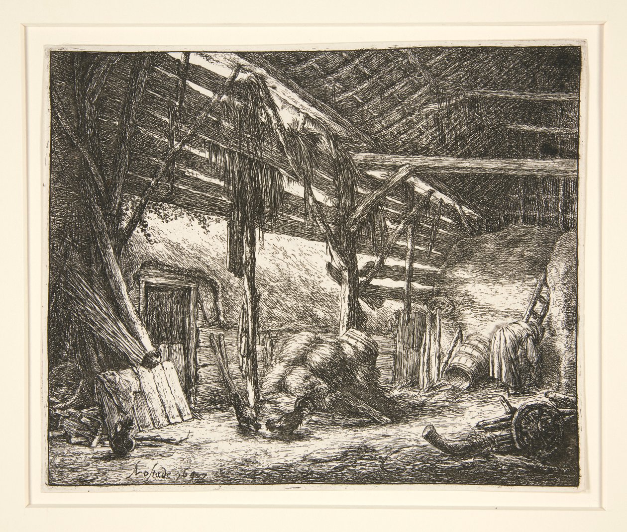 Interno di un fienile da Adriaen van Ostade