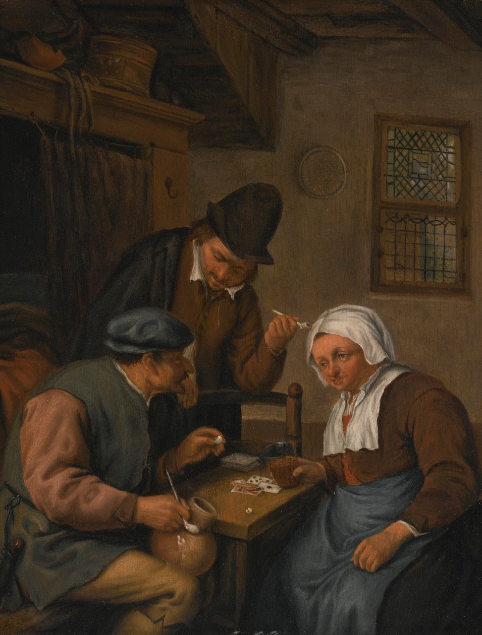 Interno con contadini che giocano a carte da Adriaen van Ostade