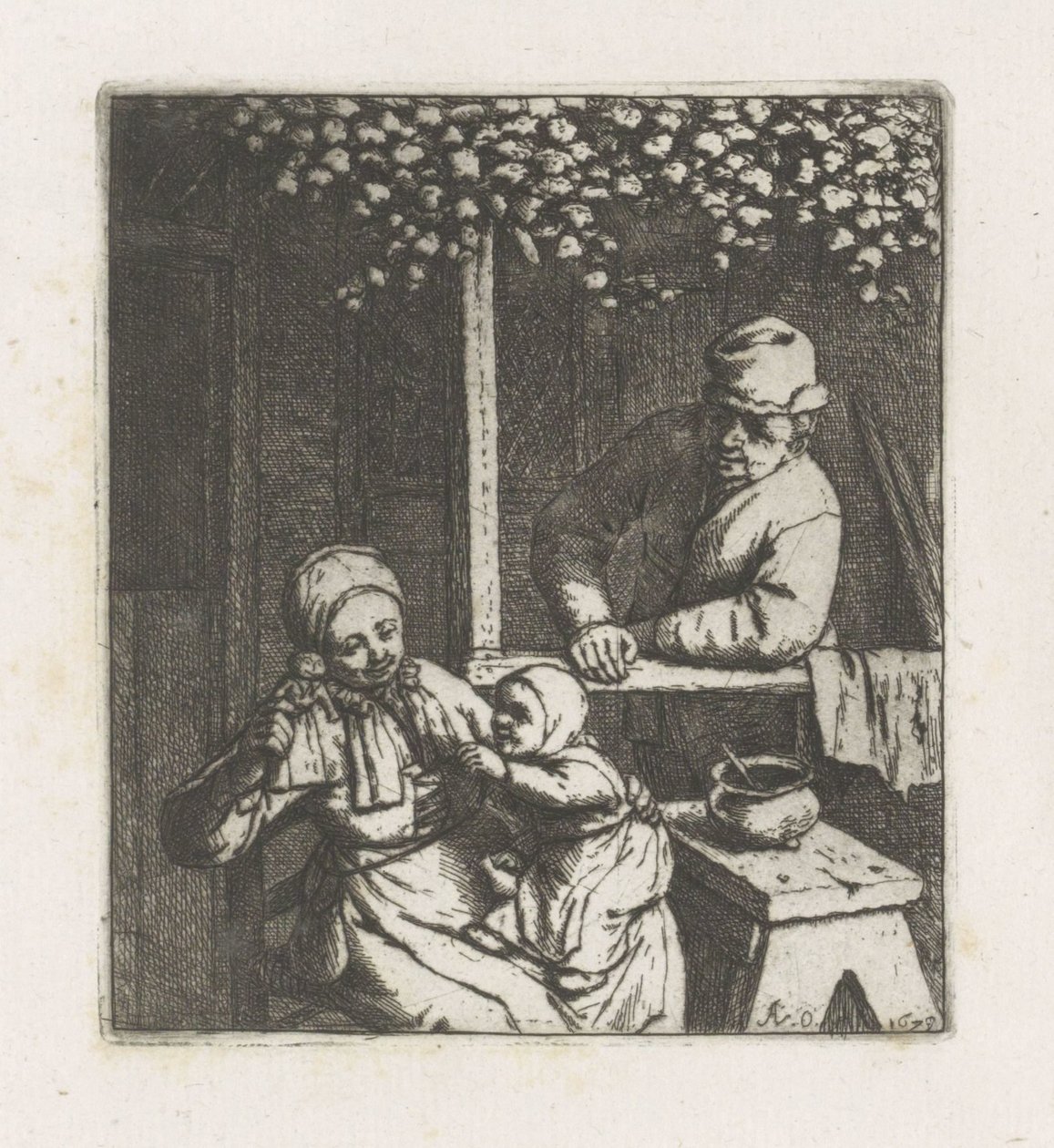 Bambino che raggiunge una bambola da Adriaen van Ostade