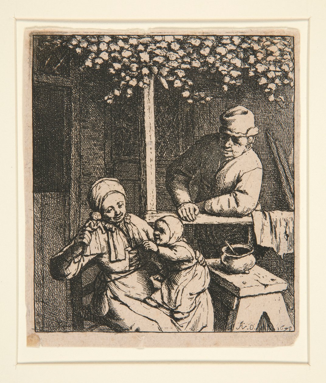 La poupée désirée [Donna che prende in giro il bambino con una bambola] da Adriaen van Ostade