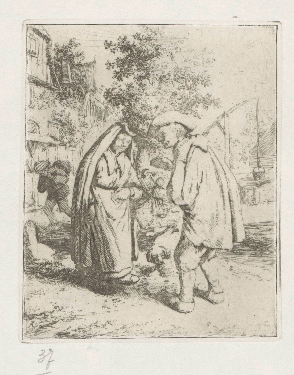 Uomo e donna in conversazione da Adriaen van Ostade