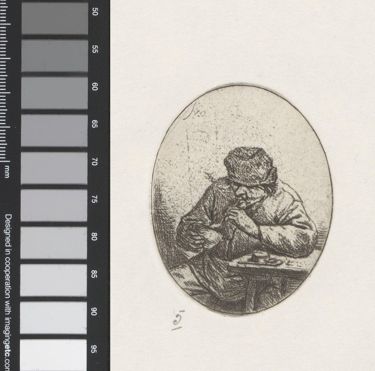 Uomo che accende la pipa da Adriaen van Ostade