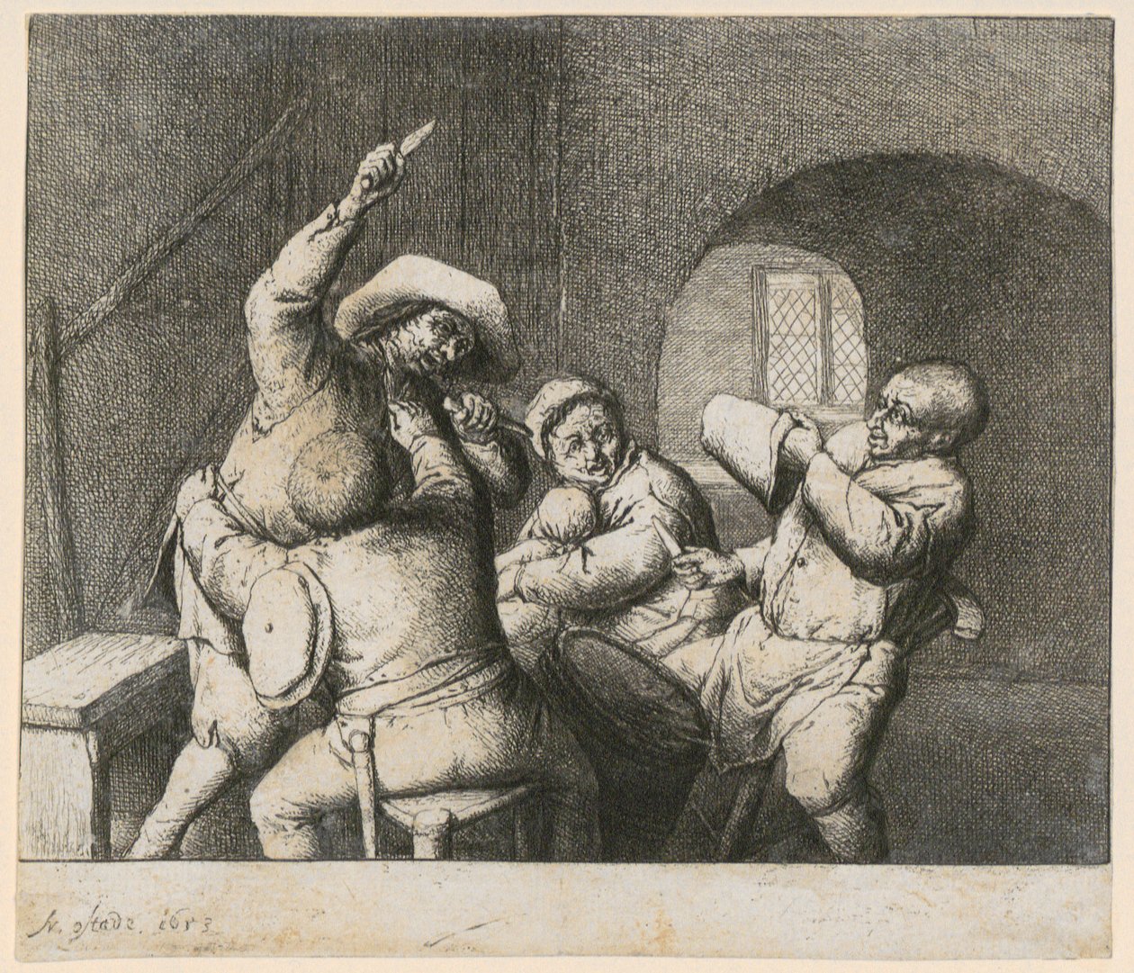 Combattimento con i coltelli da Adriaen van Ostade