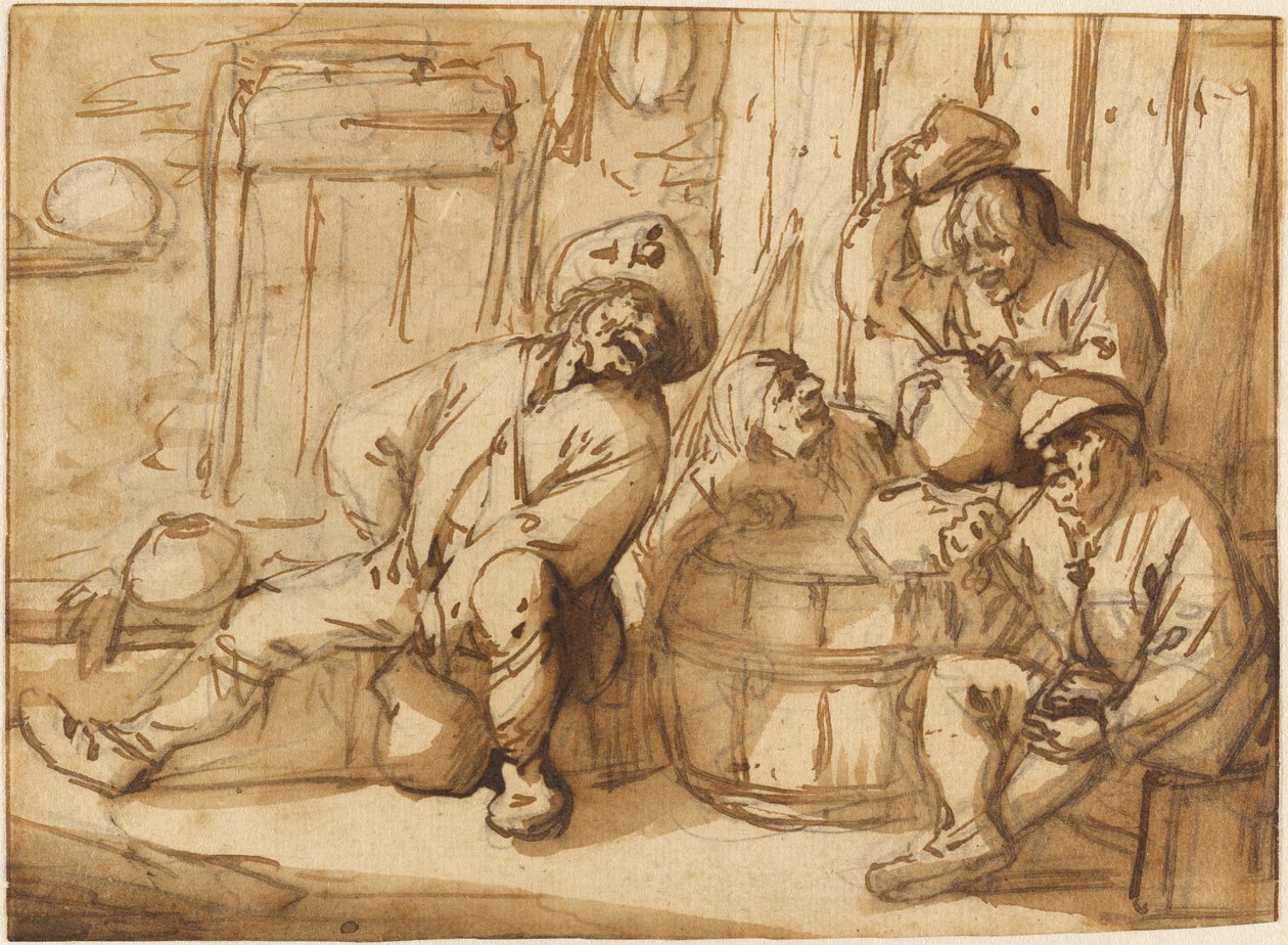 Contadini che bevono in una taverna da Adriaen van Ostade