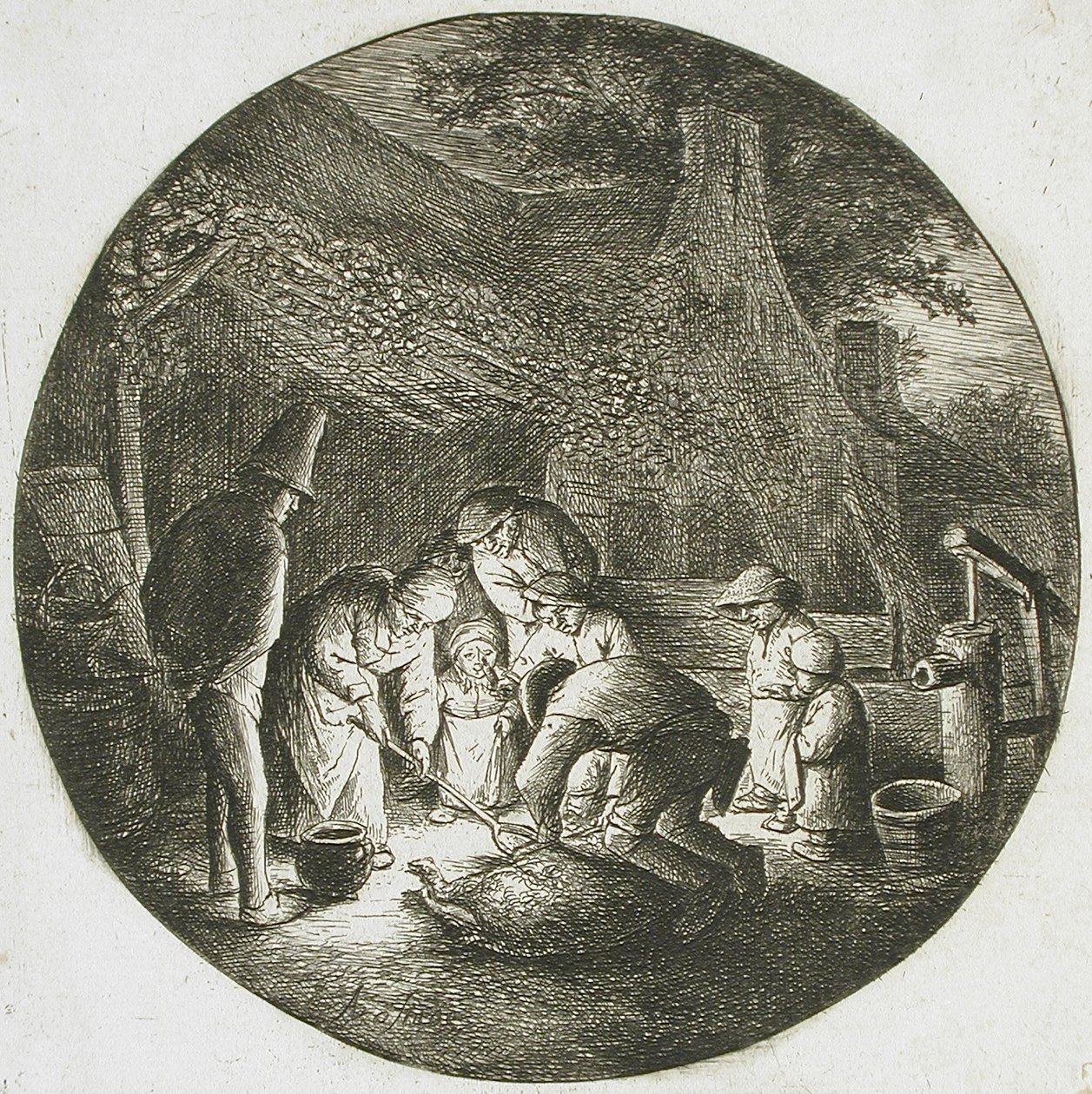 Contadini che uccidono un maiale da Adriaen van Ostade