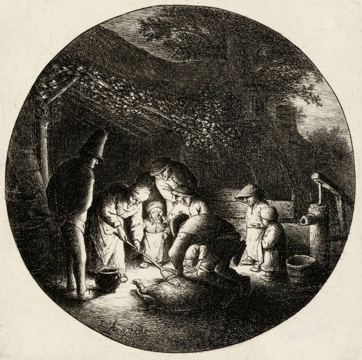 Macellazione di un maiale da Adriaen van Ostade