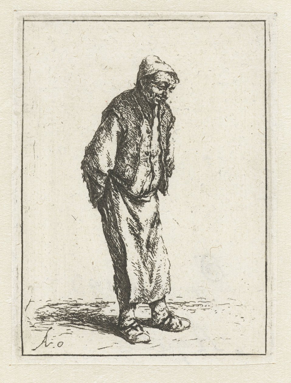 Contadino in piedi con le mani dietro la schiena da Adriaen van Ostade