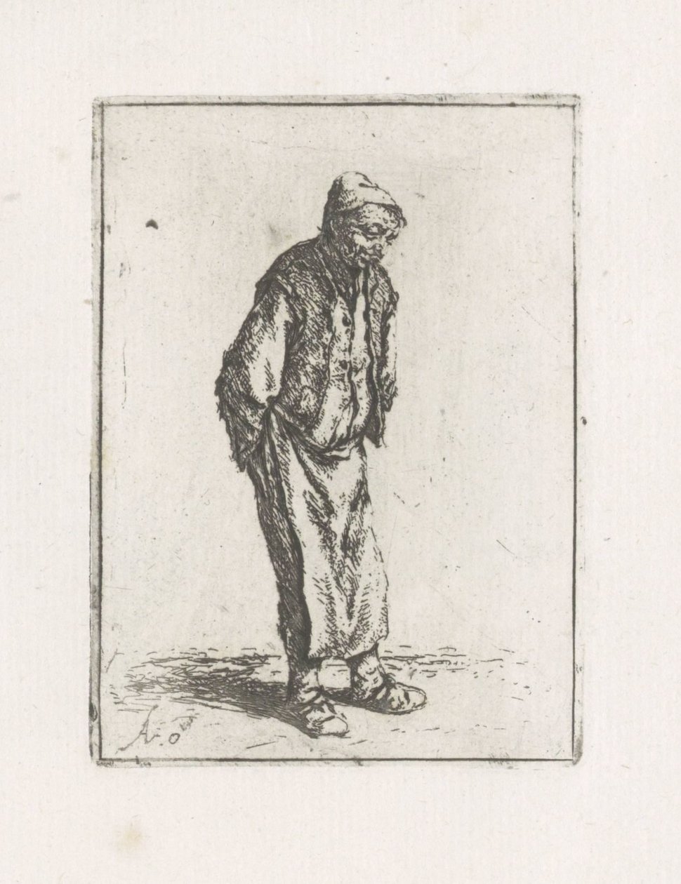 Uomo in piedi con le mani dietro la schiena da Adriaen van Ostade