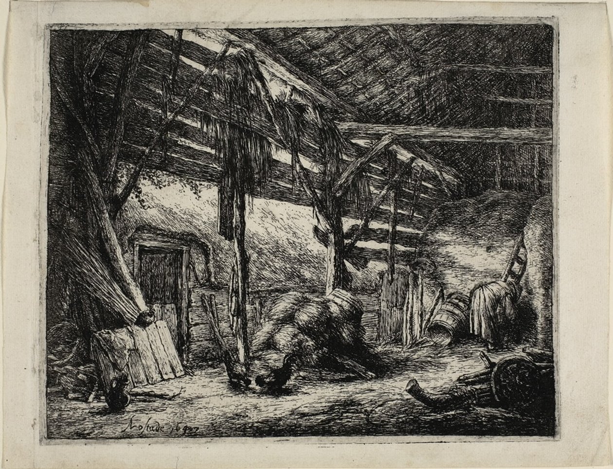 Il fienile da Adriaen van Ostade
