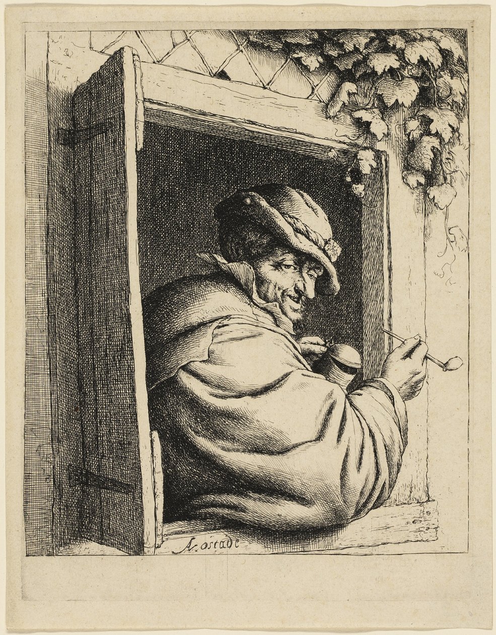 Il fumatore alla finestra da Adriaen van Ostade