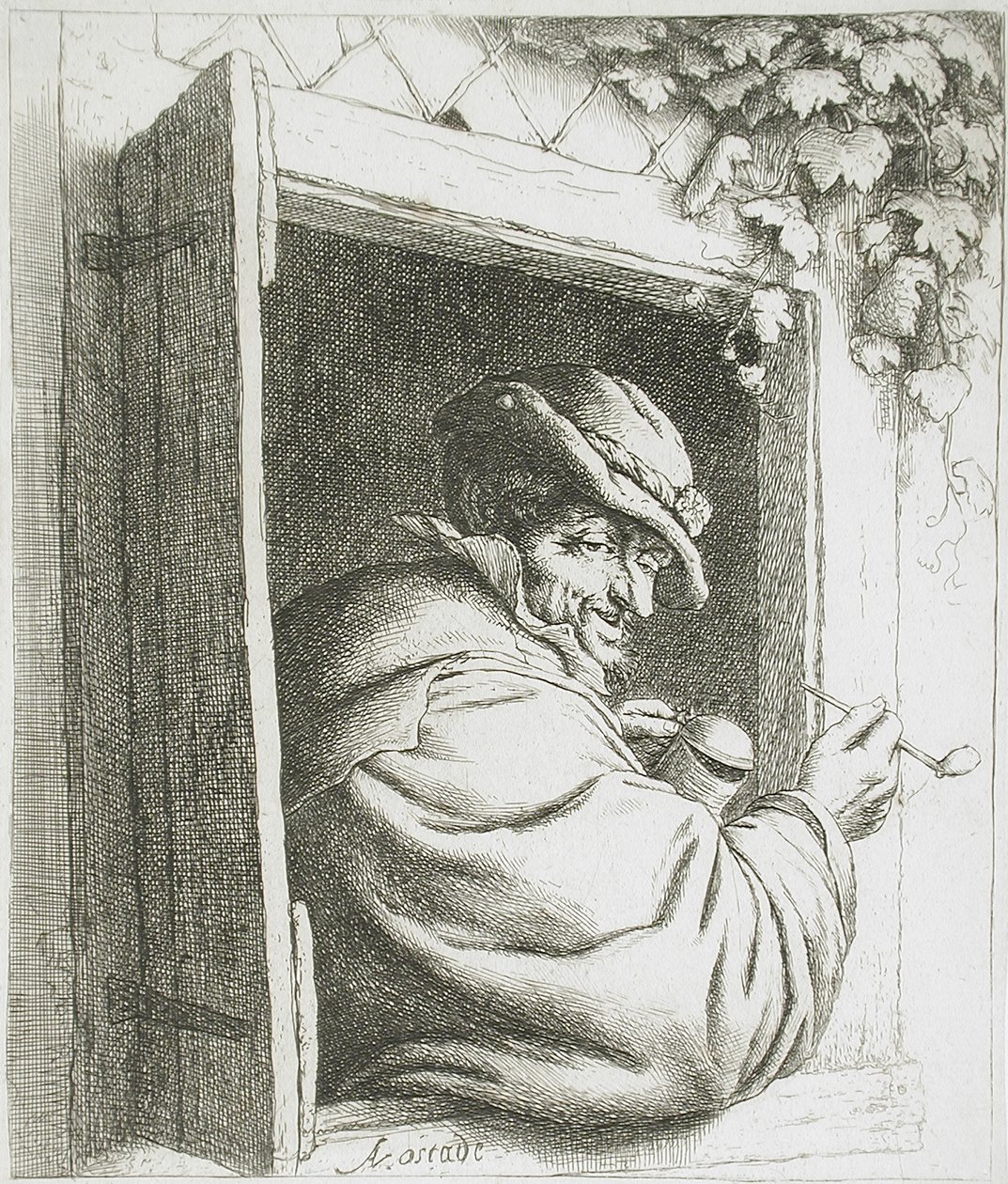 Il fumatore alla finestra da Adriaen van Ostade