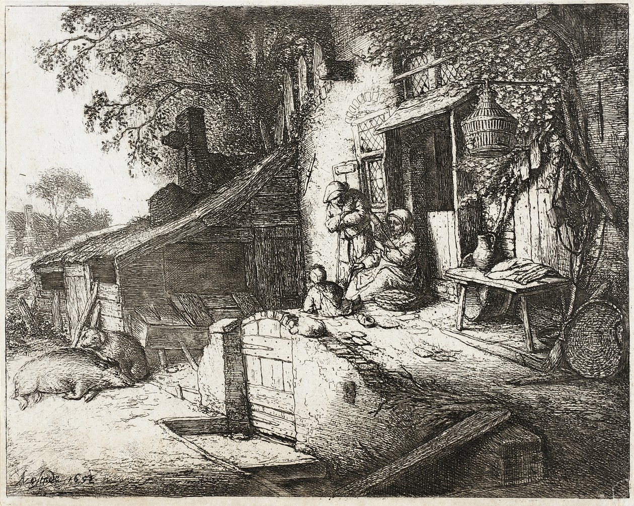 La donna che filava da Adriaen van Ostade