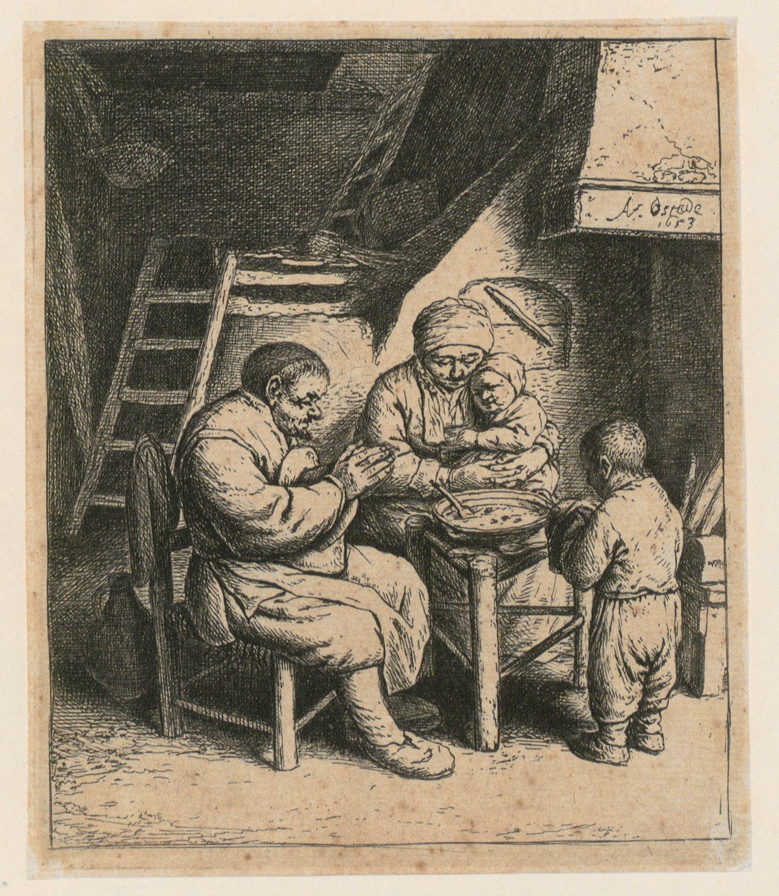 Preghiera prima del pasto da Adriaen van Ostade