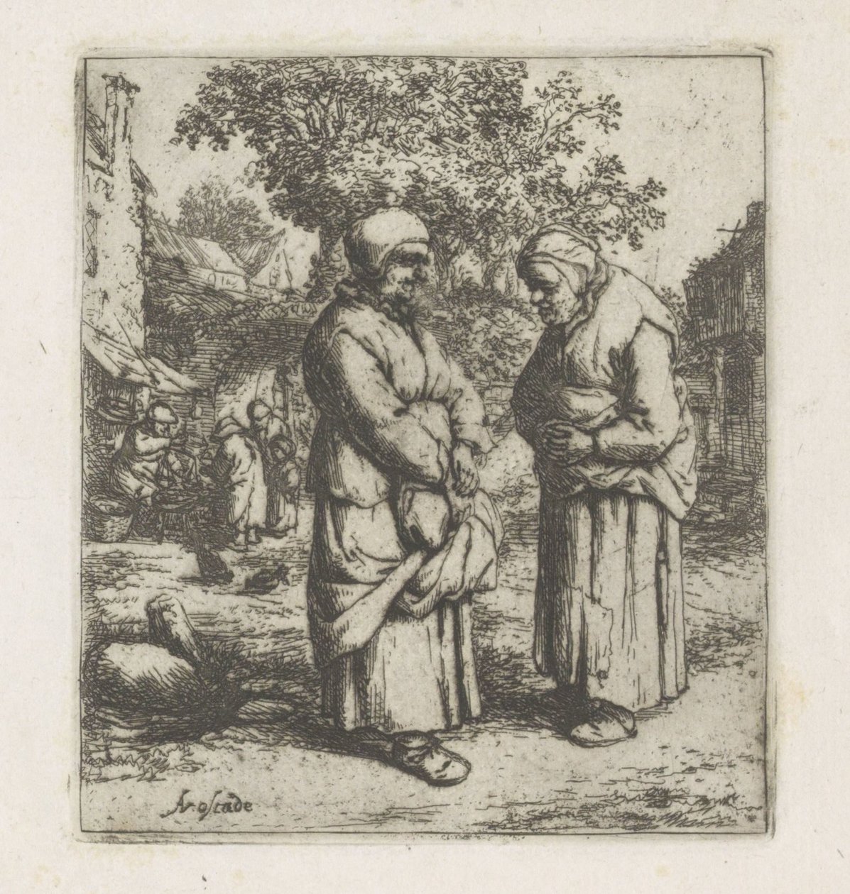 Due vecchie donne in conversazione da Adriaen van Ostade