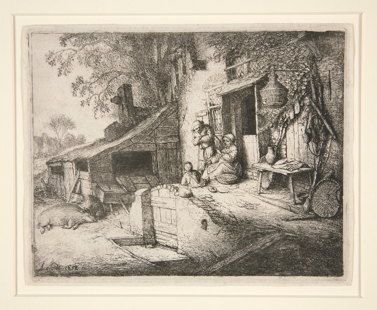 Donna che Filava alla Porta di un Cottage da Adriaen van Ostade