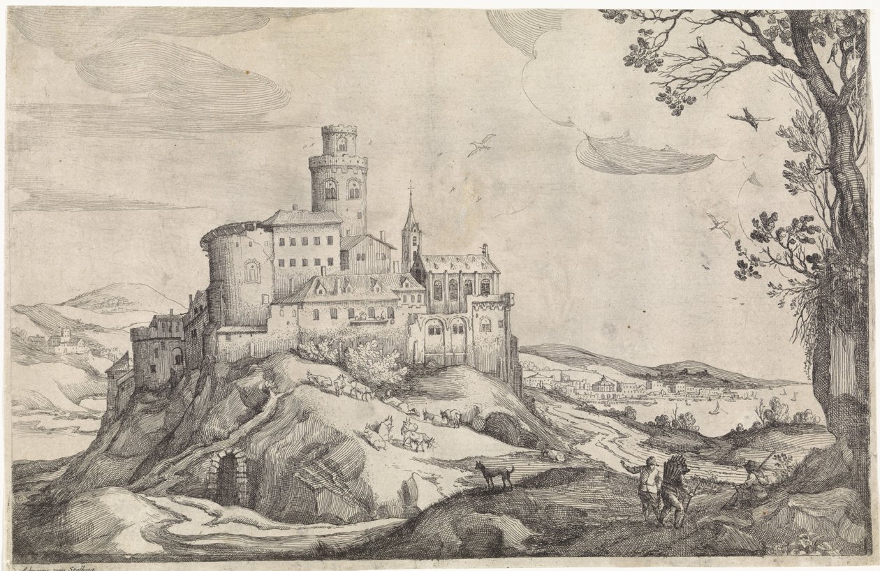 Paesaggio con un castello su una montagna da Adriaen van Stalbemt