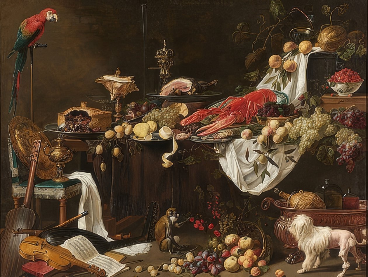 Natura morta di banchetto. 1644 da Adriaen van Utrecht