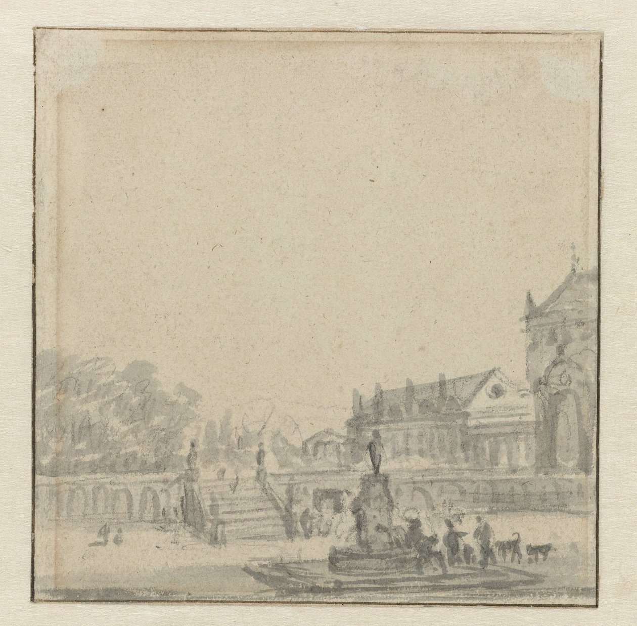 Cortile di un palazzo con una fontana da Adriaen van de Velde (possibly)